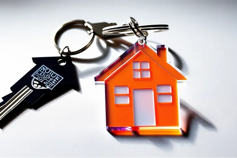 printed acrylic house shaped keychain